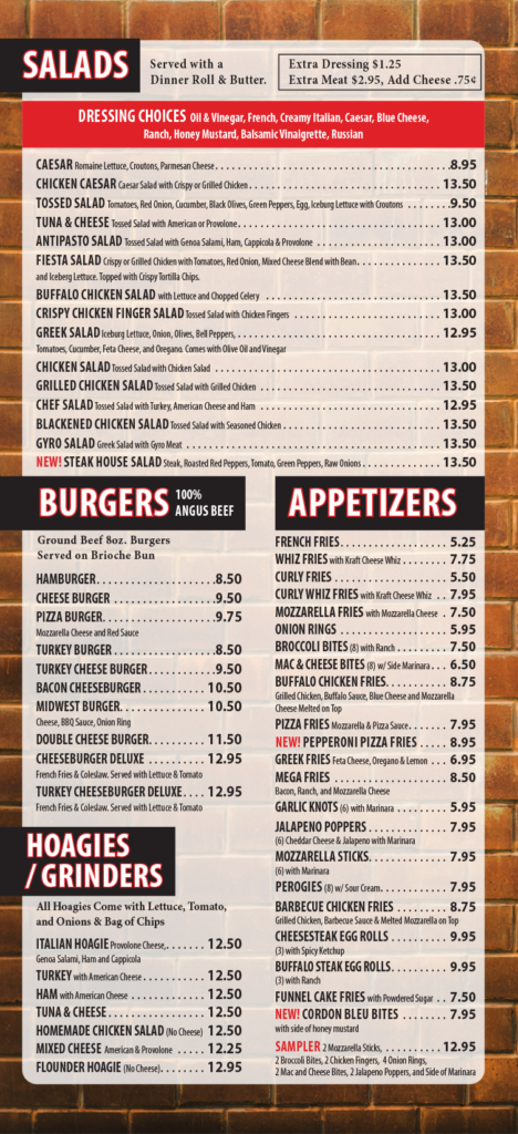 Menu for Salads at Burmont Pizza in Drexel Hill