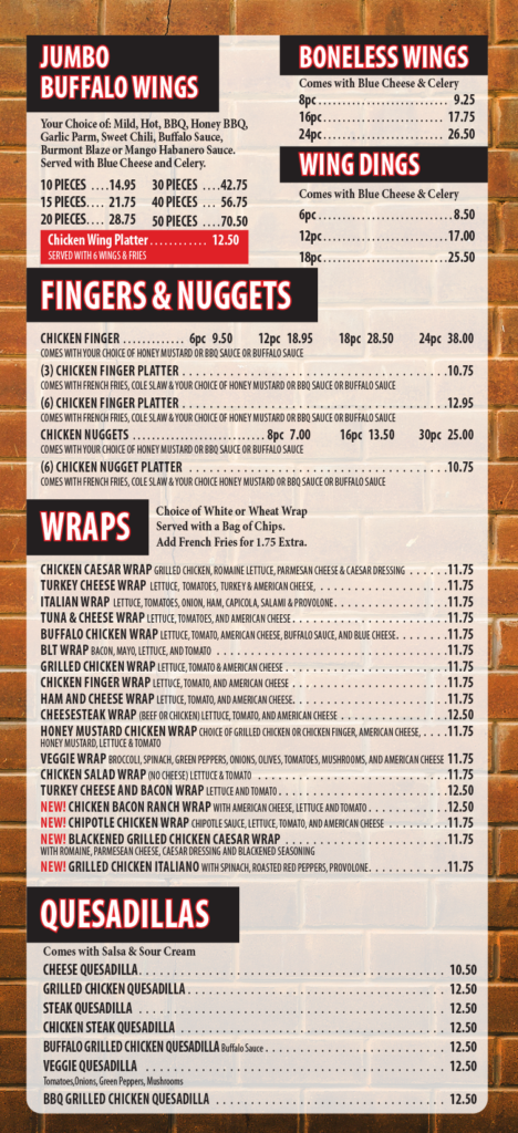 Burmont Pizza Drexel Hill Wings Menu